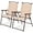 Beige, variant on VibrantEcho Set of 2 Patio Folding Dining Chairs, Outdoor Sling Lawn Chairs with Armrests, Steel Frame, Portable Camping Lounge Chairs for Backyard, Deck, Poolside and Garden, No Assembly (1, Brown)