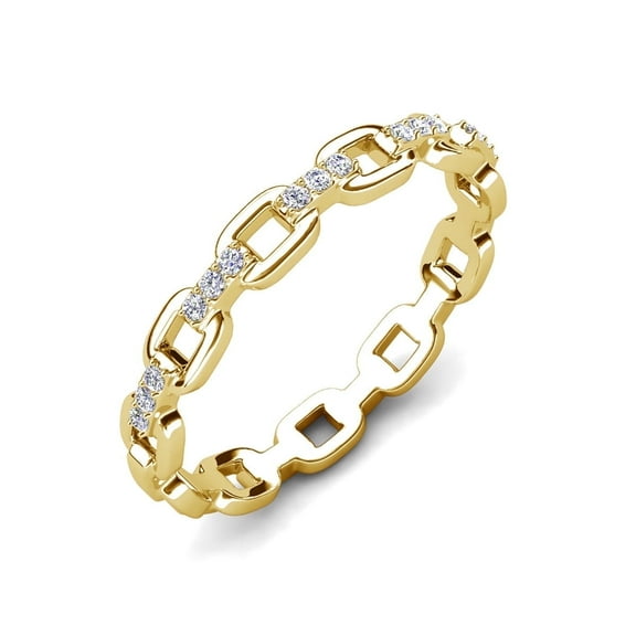 Cate & Chloe Paula 18k Yellow Gold Plated Chain Link Ring with Swarovski Crystals, Gift for Women