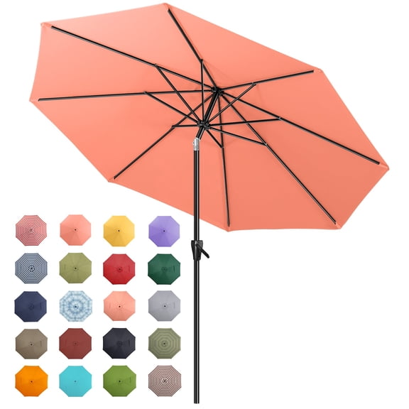 Tempera 9 ft Push Button Tilt Umbrella Pink