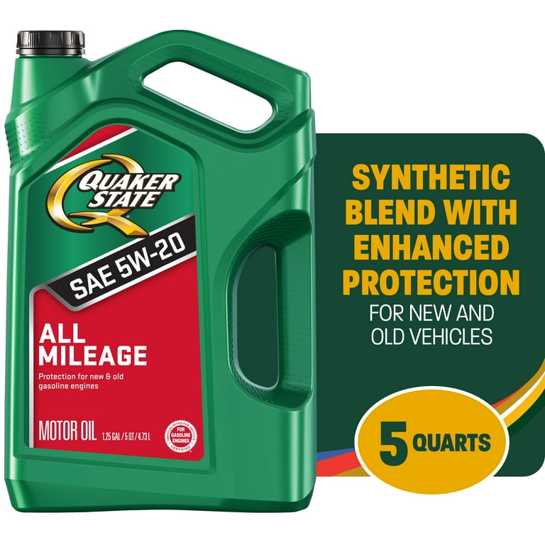 Quaker State All Mileage Synthetic Blend 5W-20 Motor Oil, 5 Quart