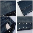thumbnail image 5 of Duqingm Girls Jeans Wide Leg High Waisted Trendy Side Studded Embellished Distressed Stretchy Denim Pants Outwear Dailywear (Blue,4-5 Years), 5 of 7