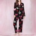 thumbnail image 2 of Tnhcen Adorable Homewear Valentine's Day Women's Heart-Print Long Sleeve Pajama Set Button Down Shirt Matching Long Pants Cozy Home Clothes Set S-2XL, 2 of 6