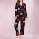 thumbnail image 1 of Puntoco Pijamas para mujer, moda informal para mujer, conjunto de pijama con solapa de manga larga y estampado navideño, conjunto de pijama informal con pantalón superior, 1 of 5