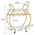 thumbnail image 3 of Gold Round Bar Carts with Wine Rack and Wheels,2 Tiers Modern Metal Round Wine Cart,Rolling Home Serving Cart,Industrial Mobile Storage Kitchen Trolley for Kitchen, Bar, Living Room, 3 of 9