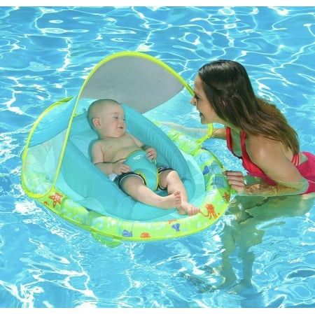 Baby Pool Float with Canopy Summer Swim Ring Inflatable Toys Unbranded Infants Float Seat Boat for Kids Toddlers