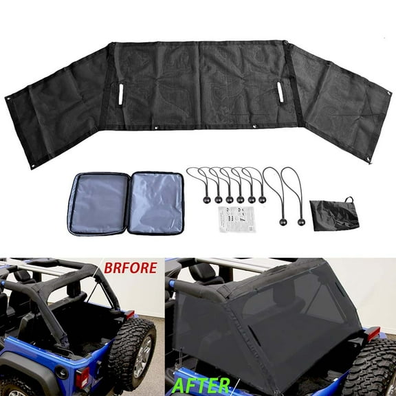 Sunshade Mesh Shade Top Cover For 2007-2017 Jeep Wrangler JK JKU 4 Door Black US