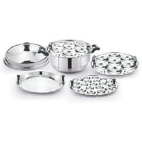 Stainless Steel Sumo 12 Multi Kadai - Silver, 4 Liters | 2 Idli Plates   1 Momos Plate   1 Mini Idli Plate - Multipurpose Vegetable Steamer, Momo Steamer, Rice Steamer | Sturdy & Durable