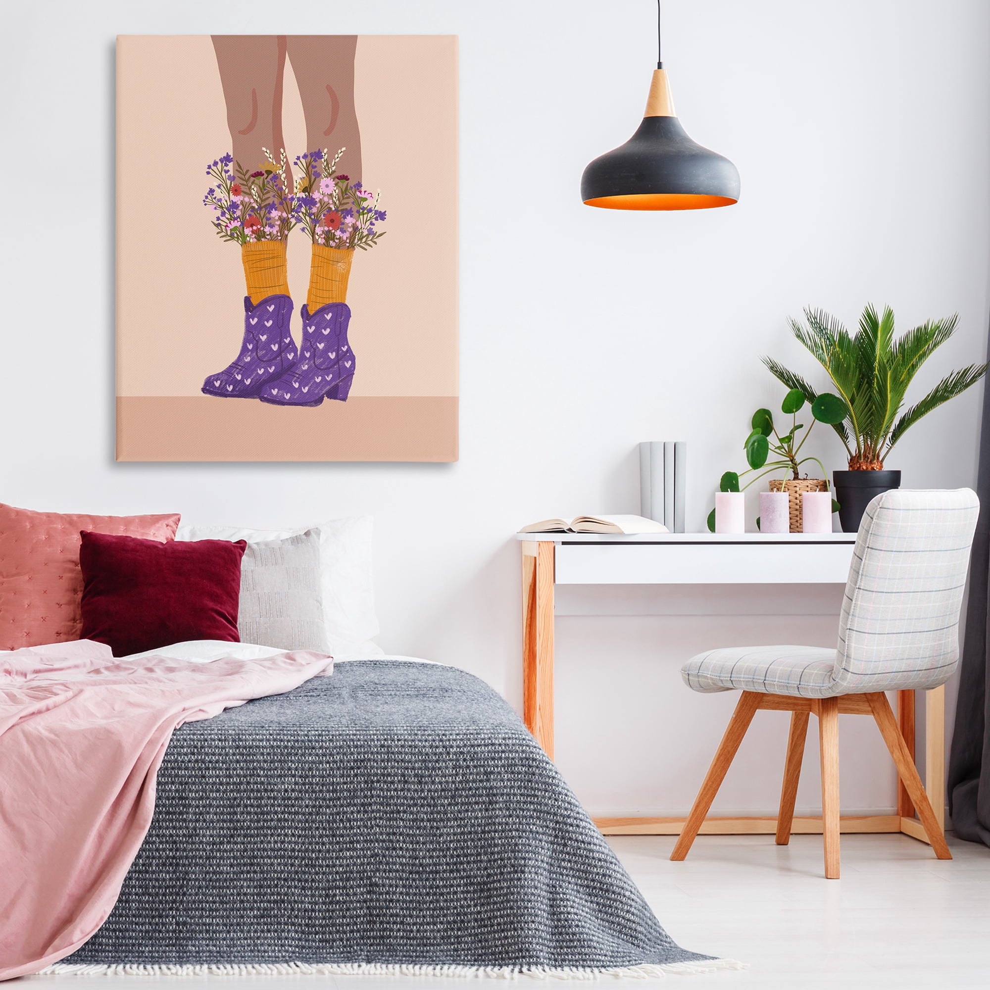 Stupell Industries Wildflower Fashion Illustration Novelty Painting Gallery Wrapped Canvas Art Print Wall Art, 36 x 48