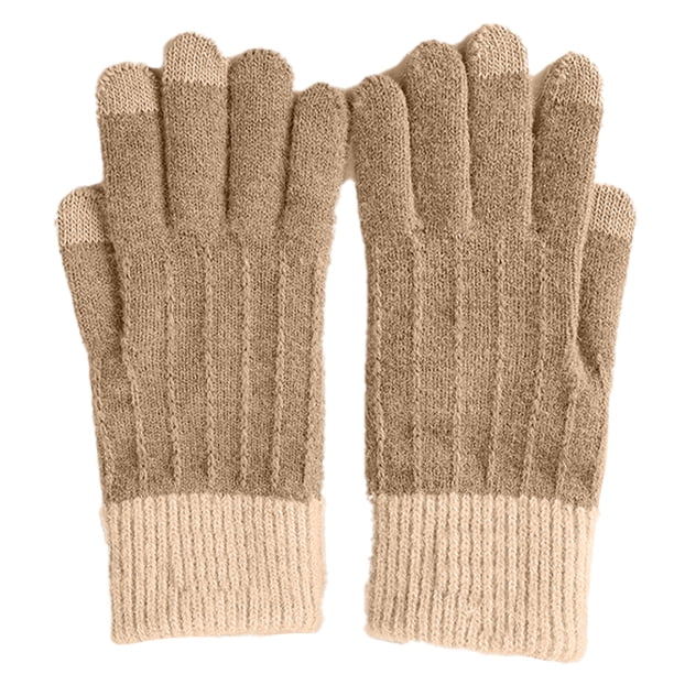 Guantes mágicos térmicos elásticos con pantalla táctil de invierno, tejidos de lana cálida y forrados con vellón grueso