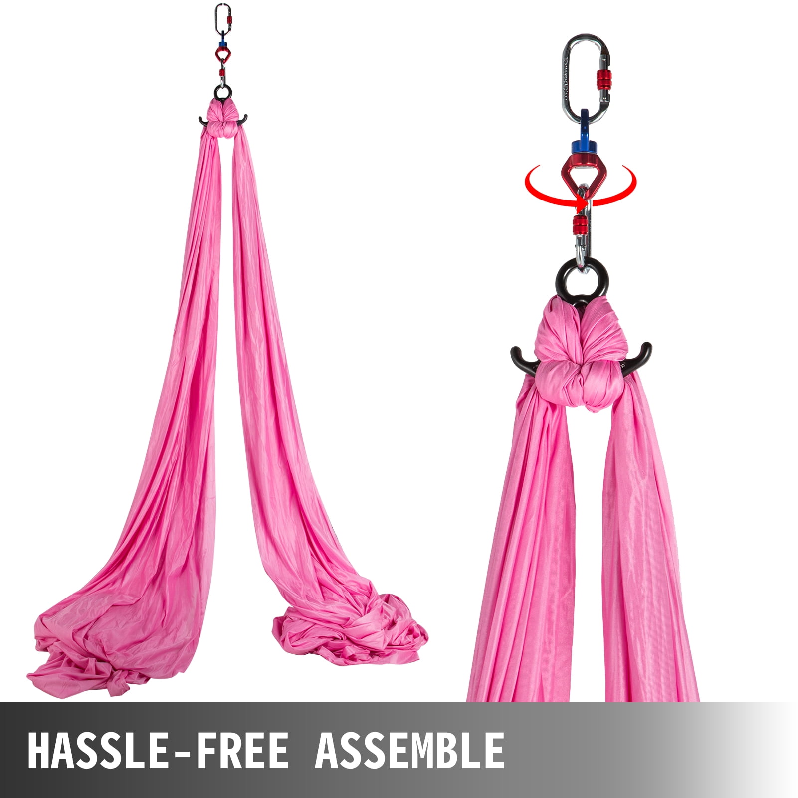 VEVOR Aerial Silk 11yd Aerial Yoga Swing Set 9.2ft Antigravity Ceiling  Hanging Yoga Sling - Carabiners Daisy Chain Inversion Swing,Pink 