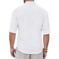 thumbnail image 6 of sogami Men's Cotton Linen Henley Shirts Long Sleeve Casual Button Down Shirt Roll-up, 6 of 7