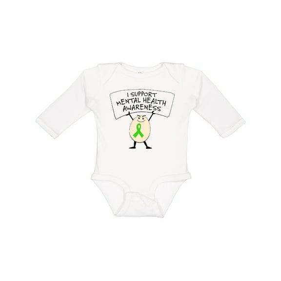 Inktastic I Support Mental Health Awareness green ribbon Boys or Girls Long Sleeve Baby Bodysuit