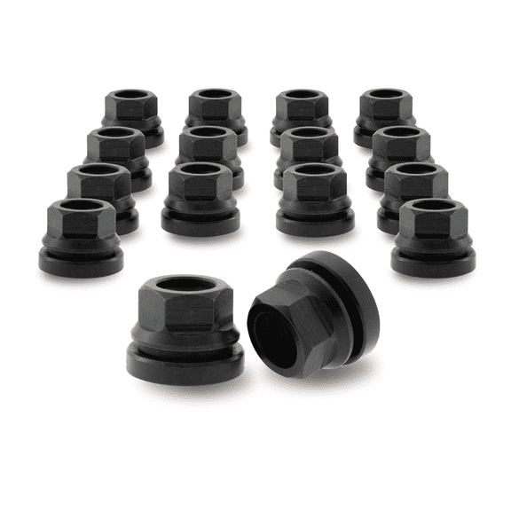 PSGSP Black M14x1.5 Wheel Lug Nuts Two-Piece Flanged Flat Face OEM Style 16pcs for 2003-2016 Ford F250 F350 F450 F550, 2003-2019 F53, for Factory OEM Wheels, Fit 2C2Z1012AA