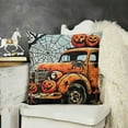 thumbnail image 2 of Happy Halloween Decorative Throw Pillow Covers Trick or Treat Pumpkin Truck Porch Patio Outdoor Pillowcase, Jack O Lantern Bat Spider Fall Holiday Cushion Case Home Decor, 2 of 5