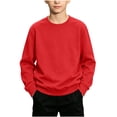 thumbnail image 2 of DJDLJWCJ Boys Long Sleeve Sweatshirt Solid Color Crewneck Pullover Boys Stretch Soft Lightweight Sweatshirts Red Size 11, 2 of 7