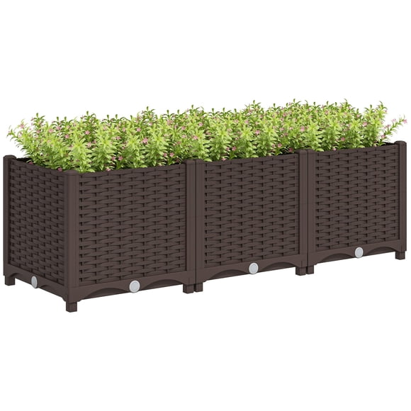 Planter Outsunny - Cama de jardín elevada (120 x 40 x 37 cm), color marrón