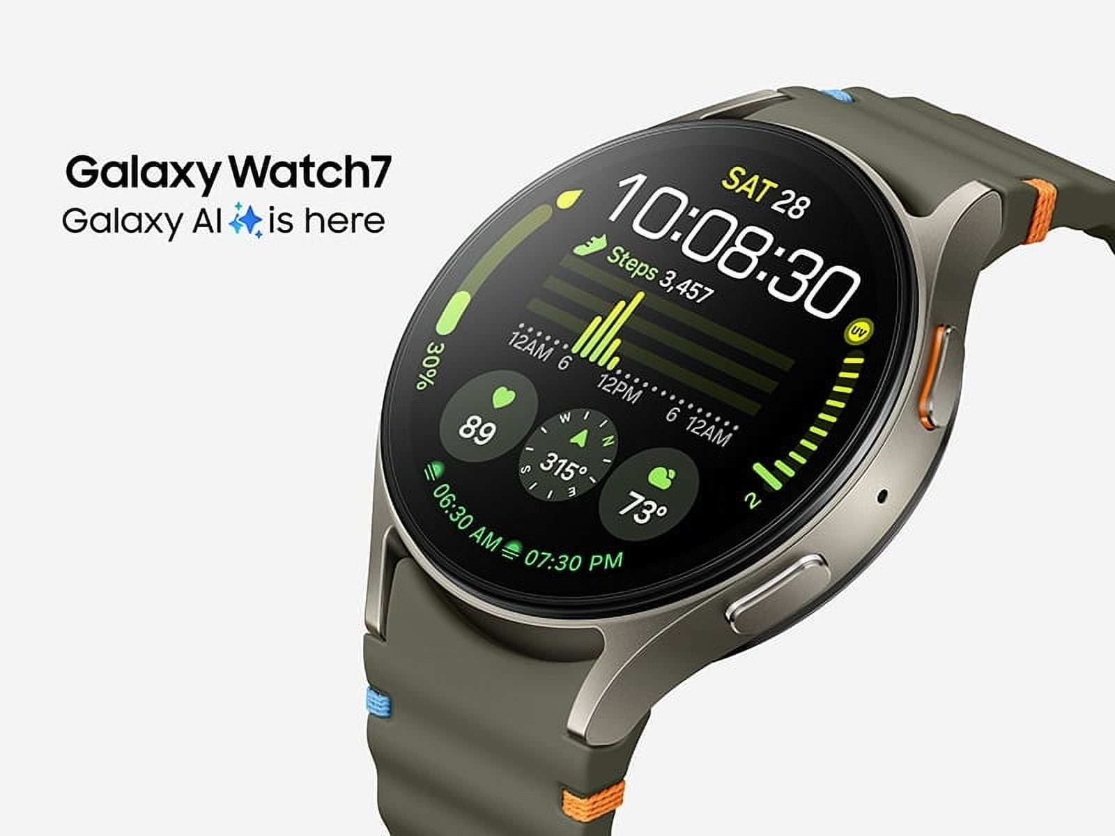 SAMSUNG Galaxy Watch 7 SM-L310N (44mm) Wi-Fi Version, AI-ready, Bluetooth Wellness Tips, Heart Rate Tracking, Sleep Monitor, Fitness Tracker, Latin Specs (Green, 44 mm)