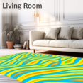 thumbnail image 2 of ODIKA 6'x9' Machine Washable Non-Slip Area Rug, Sunrise Ripple Interlocking Featuring Radiant Lines and Fluid Energy High Traffic Rug, Yellow, 705900, 2 of 7