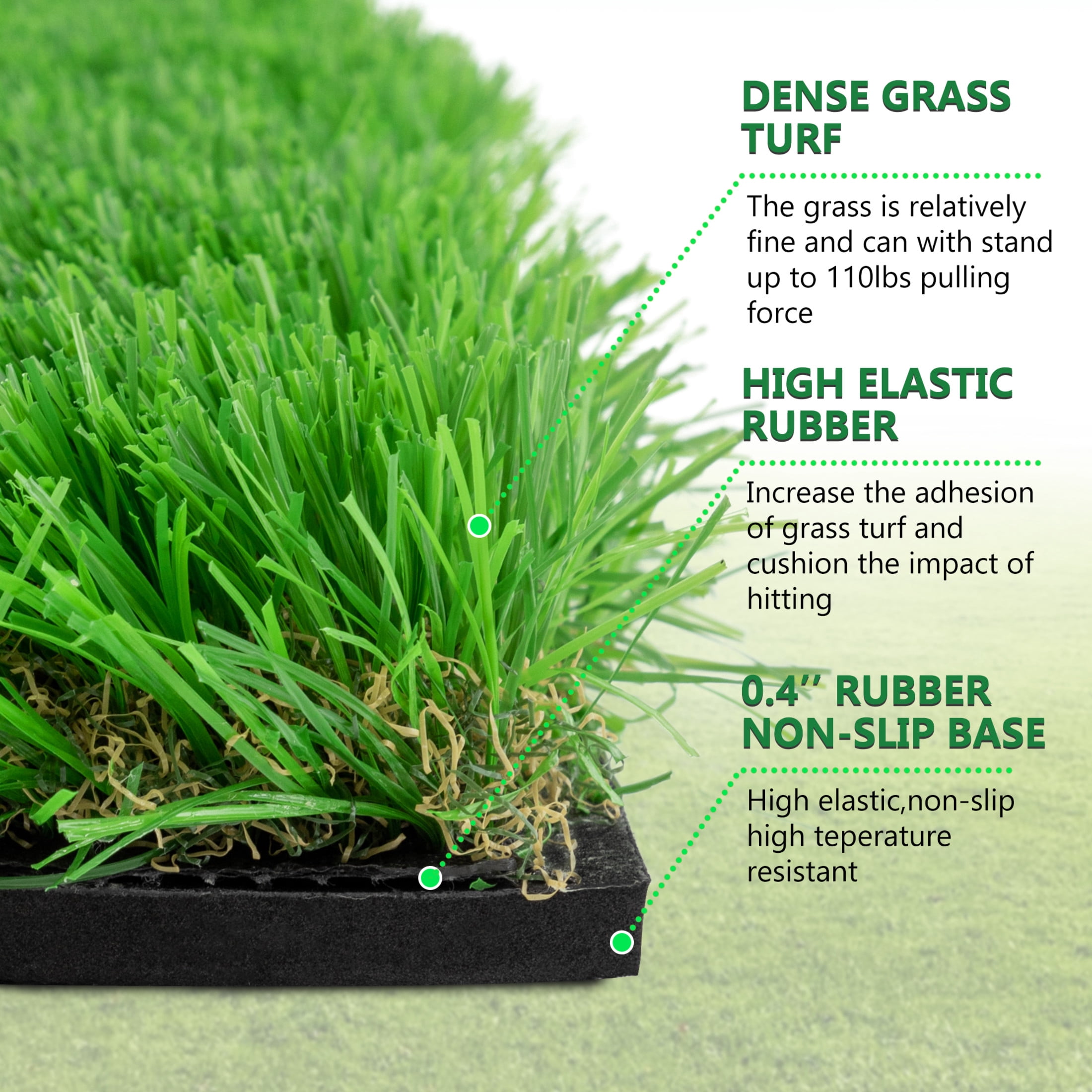 Noble House 12x5 FT Professional Golf Putting Mat with Hole Cups and Non-Slip Rubber Base, Indoor Outdoor Use, Green