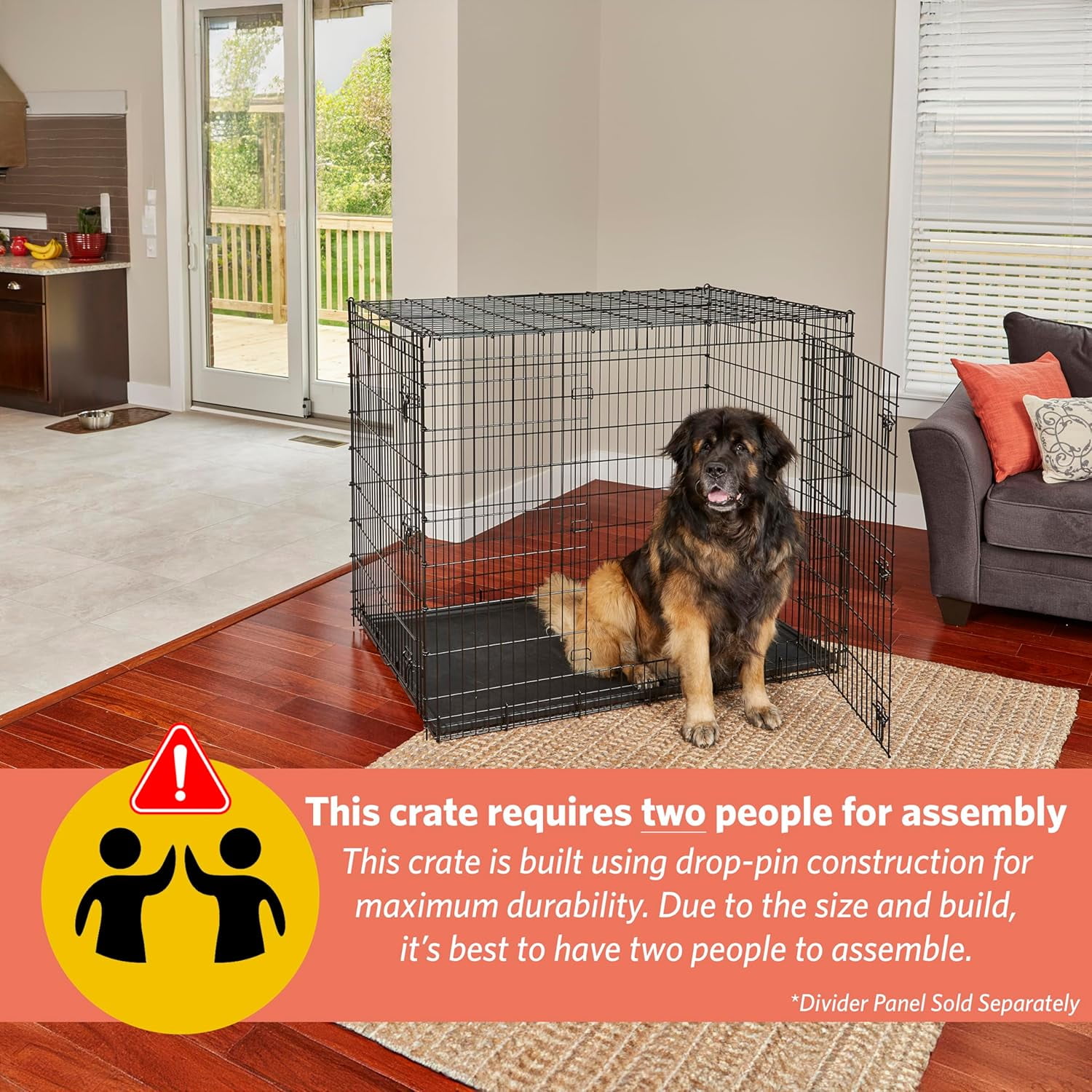 Burcyly Homes for Pets 36-Inch iCrate for Medium-Large Breeds, 41-70 lbs, Double Door Folding Dog Crate with Divider Panel, Leak-Proof Tray & Secure Latches, Portable, Durable & Easy to Assemble