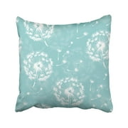 WOPOP Green Blowing Dandelion Pattern Plant And Seeds On Sky White Abstract Blossom Blow Botany Pillowcase Throw Pillow Cover 18x18 inches