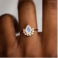 thumbnail image 3 of 14k Gold Plated Ring with Moonstone Opal Gemstone Statement Sterling Silver Jewelry for Anniversary, Engagement Special Occasions, 3 of 4