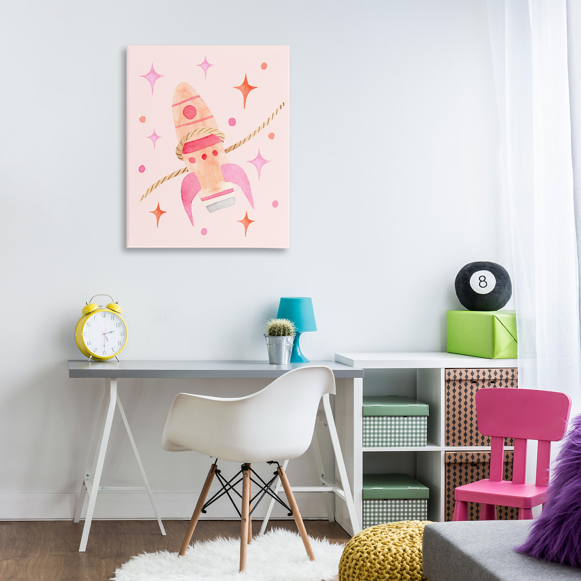 Lasso Rocket Ship Canvas Wall Art, design by Nina Jacobs