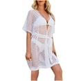 thumbnail image 2 of HOMBOM Womens Crochet Swim Cover Up Swimsuit Coverup Tie Front Vacation Summer Cardigan for Ladies, 2 of 5