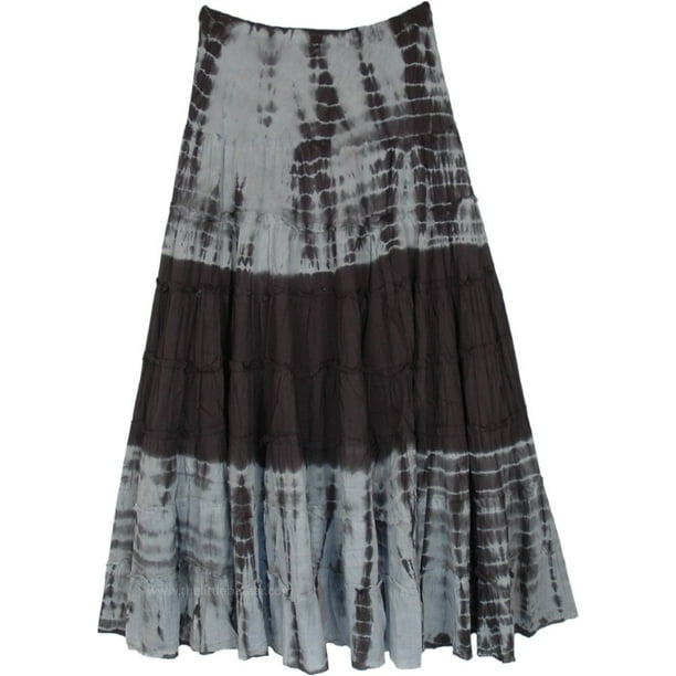 Bulingna Women Retro Style Long Skirt, Elastic Waist Tiedyed Print