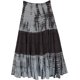 thumbnail image 1 of Falda larga de estilo retro para mujer Sunloudy, falda con volantes y estampado teñido con cintura elástica para damas, negro / marrón / verde Sunloudy moda, 1 of 2