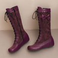 thumbnail image 5 of Tawop Ladies Boots Knee High Lace Up Side Zip Round Toe Winter Boots, 5 of 8