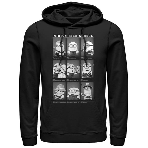 Men's Despicable Me Minion Yearbook Pull Over Hoodie Black Medium