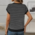 thumbnail image 6 of Annhoo Women's Cap Sleeves Round Neck Striped Knit Pullover Tee Shirts Summer Basic Casual Tops, 6 of 7
