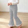thumbnail image 6 of fnnxnal Kids Girls Flare Pants Ribbed Knit High Waist Stretchy Bell Bottom Lace Trim Gray,Size 8 T, 6 of 7