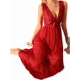 thumbnail image 3 of Camisón Elegante de Mujer con Escote en V, Sin Mangas, de , con Encaje y Falda Larga con Tirantes Anchos. Vino Tinto M, 3 of 10