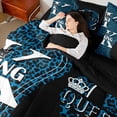 thumbnail image 3 of Feelyou Cheetah Leopard Print Twin Bedding Sets 7-Piece, Couple Romantic Crown Bedding Comforter Set, Black Blue Reversible Sheet Sets, Luxury Bedroom Decor, 3 of 7