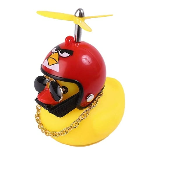 Lovely Rubber Yellow Duck Bike Bell Kids Bike Horn Squeeze Duck Bicycle Horns with Propeller Helmet Bicycle Accessories