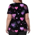 thumbnail image 5 of Stichou Women's Valentines Scrub Tops Plus Size Love Heart Graphic Happy Short Sleeve Working Uniforms Soft V Neck Workout Clothes with Pockets Navy 4XL, 5 of 6