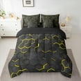 thumbnail image 2 of Feelyou Neon Gradient Geometric Bedding Comforter Set 7pcs, Yellow Honeycomb Queen Bedding Sets, Teens Boys Girls Kids Reversible Queen Sheet Sets, Breathable Home Decor, 2 of 7