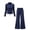Navy, variant on Girls Athletic Sets Stand Collar Zipper Elastic Long Sleeve Jackets High Waist Flare Pants Kids Yoga Dance Gym Sets 1-12 Years
