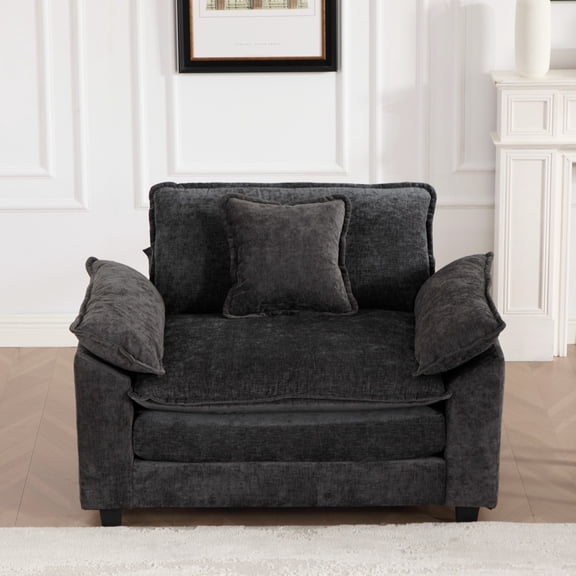 Cloud Sofa Single Seat, Modern Single Sofa Chair, for Living Room Bedroom and Apartment, Comfy Double Layer Upholstered Seat Cushion, Breathable Chenille Fabric