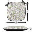 thumbnail image 4 of Flower Chair Seating Cushion Set of 2, Floral Pattern Wild Berries Ornamental Curvy Branches Foliage Fruits Botanic, Seat Pads with Anti-slip Backing, 16"x16", Purple Green White, by Ambesonne, 4 of 7