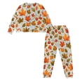 thumbnail image 2 of HELLHERO Thanksgiving Pajama for Women Maple Leaves Printed Pjs Set Comfy Loungewear Round Neck Loungewear Long Sleeve Tops Jogger Pants Pajama Sets, S, 2 of 5
