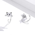 thumbnail image 2 of Pendientes de plata de ley 925 con forma de zorro, gato, lagarto, mariposa, koala, estilo retro, para mujer, 2 of 5