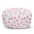 thumbnail image 1 of Botanical Pouf Cover with Zipper, Floral Theme Colorful Flora Field Pattern on Plain Background Natural Art, Soft Decorative Fabric Unstuffed Case, 30" W X 17.3" L, Pink and Green, by Ambesonne, 1 of 5