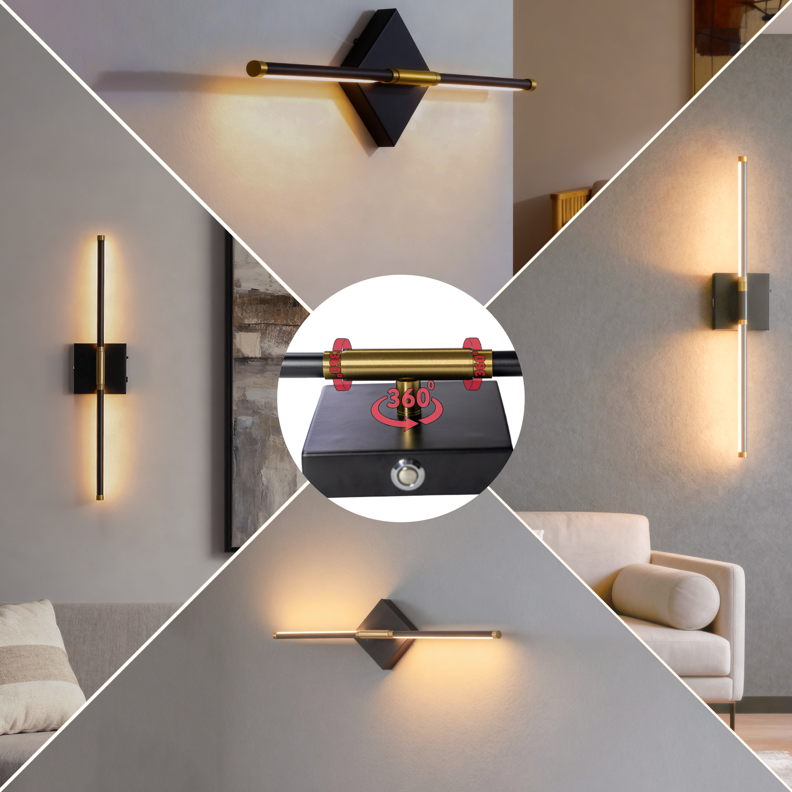 URLIGHTS Battery Operated Wall Sconce Set of 2,Wireless Magnetic Wall Light with 3 Color Lighting,Remote Control Touch Button,28 Inch Metal Wall Lamp for Bedroom,Living Room