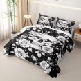 thumbnail image 3 of Homewish Halloween Goth Skull Twin Quilt Set,Victorian Romantic Flowers Twin Coverlet Set,Black White,2 Pieces, 3 of 7
