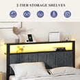 thumbnail image 6 of Kbun Full Bed Frame with Charging Station and LED Lights, Full Size Platform Bed with Metal Slats, Upholstered Headboard with 2-Tier Storage Shelves, No Box Spring Needed, 6 of 8