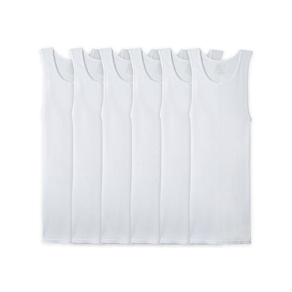 Camiseta Atlética Interior Fruit Of The Loom para Hombre Sin Mangas Blanca 6 Piezas Talla G