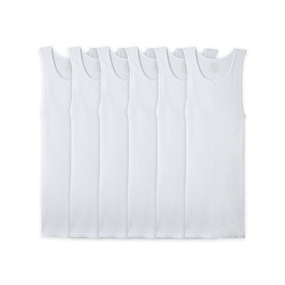 Camiseta Atlética Interior Fruit Of The Loom para Hombre Sin Mangas Blanca 6 Piezas Talla G